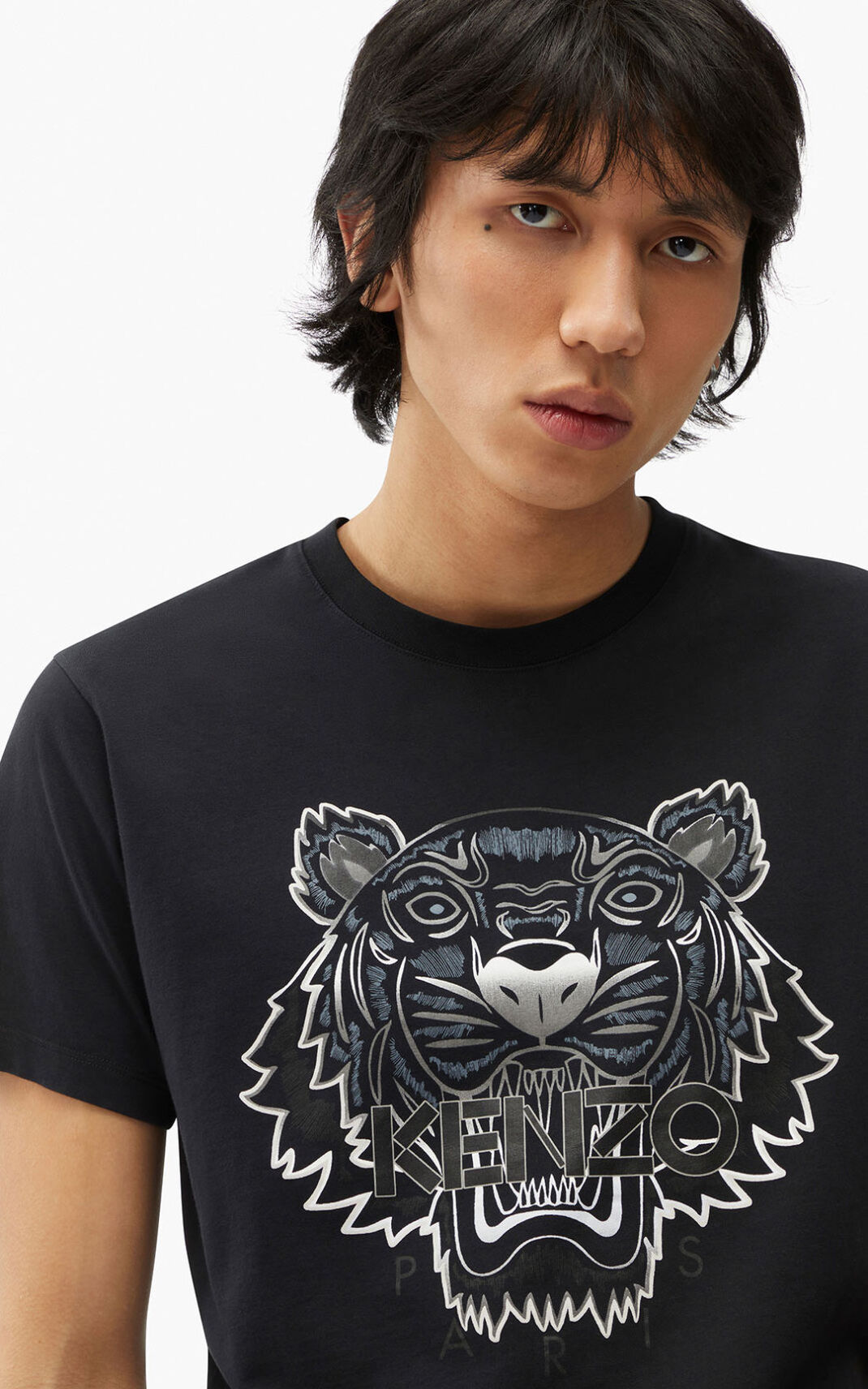 Camisetas Kenzo Gradient Tiger Hombre Negras ROK436029